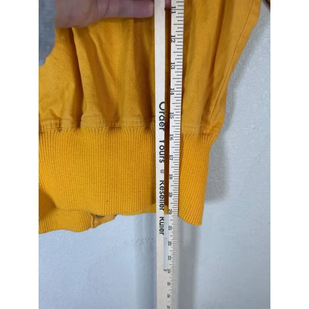 Wet Seal Yellow Cropped Short Sleeve Jacket L Ribbed Waist Button Retro Y2K Gorp